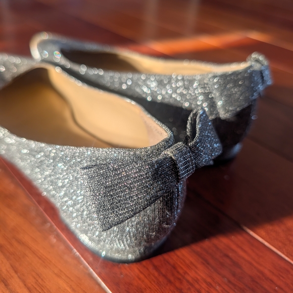 Talbots Sparkling Black Flats with Bow Back - Picture 8 of 12